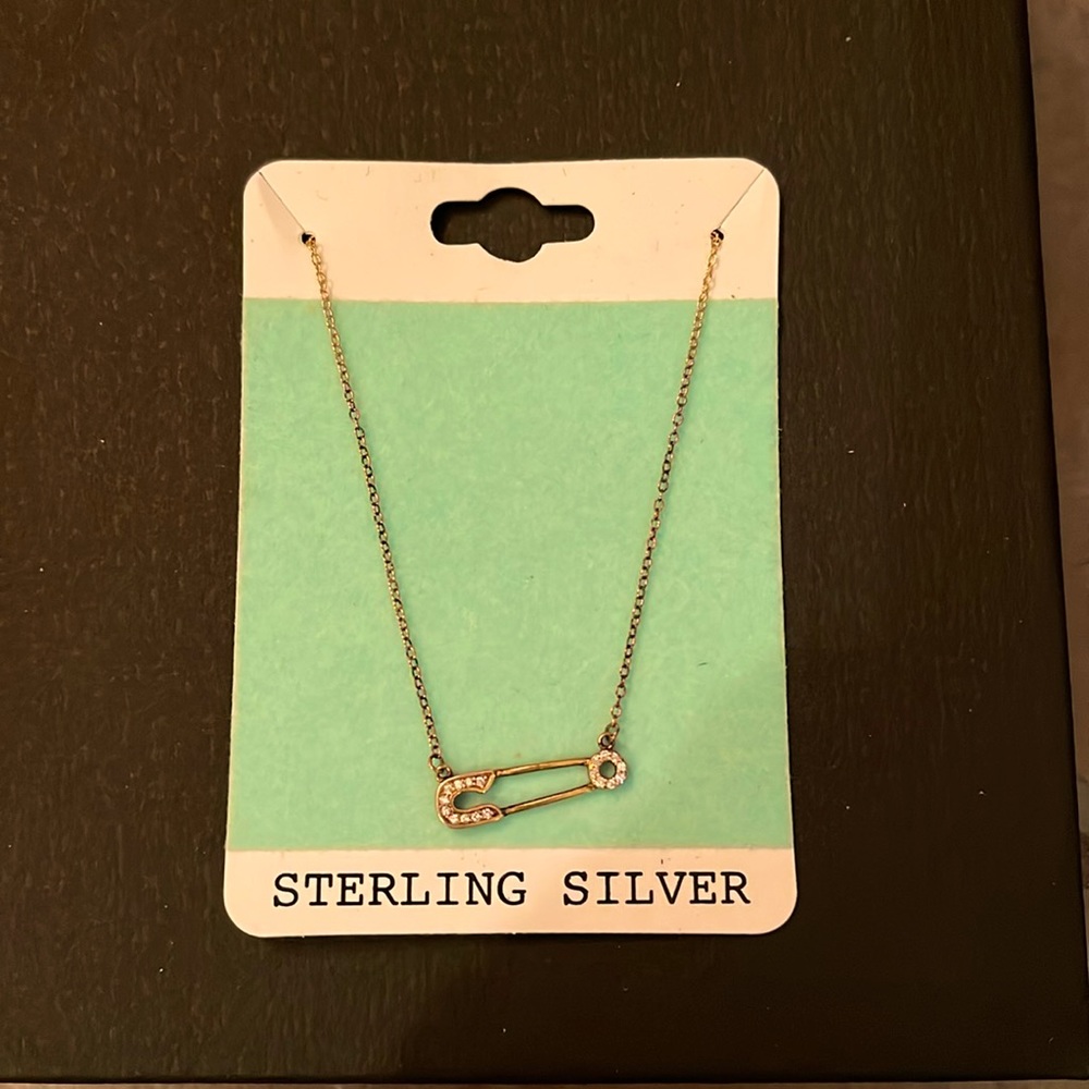 New 2023 gold plated, crystal safety pin necklace